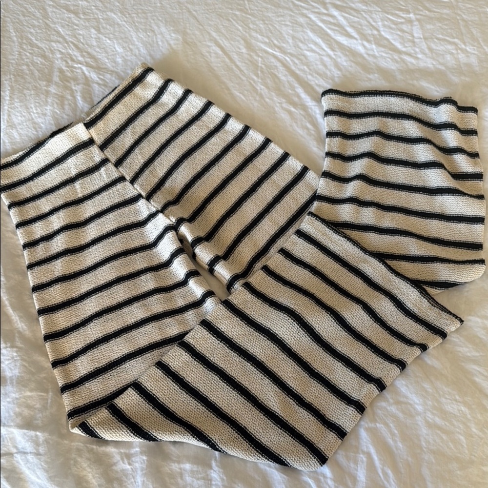 Zara Striped Black and Cream knit pants